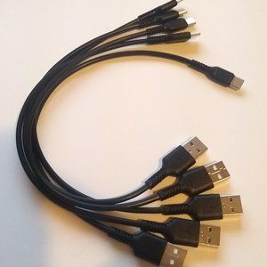 5 Pack - 1 Foot Short USB to USB C Cable Type-C Fast Phone Charging Cable